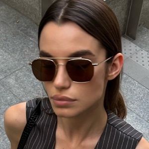 VEHLA Sunglasses brand new Bowie style Gold Frame Chocolate len